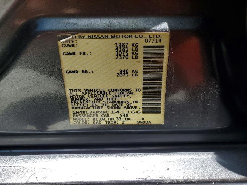 Продажа на аукционе авто 2015 Nissan Altima, vin: 1N4BL3APXFC141166, номер лота: 60854916