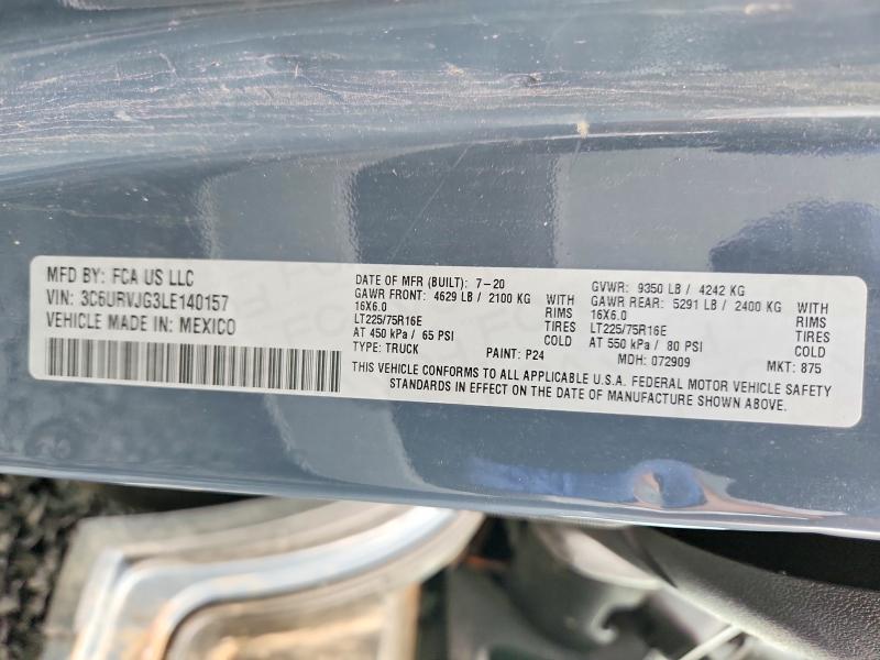 Продаж на аукціоні авто 2020 Ram Promaster 3500, vin: 3C6URVJG3LE140157, номер лоту: 64660066