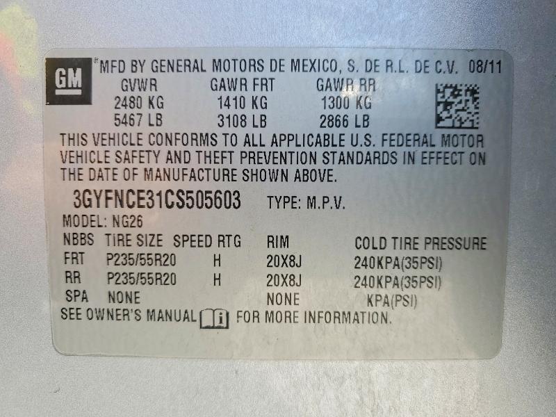 Продаж на аукціоні авто 2012 Cadillac Srx, vin: 3GYFNCE31CS505603, номер лоту: 61055096