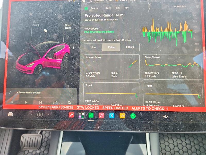 2019 Tesla Model 3 მანქანა იყიდება აუქციონზე, vin: 5YJ3E1EA8KF304638, აუქციონის ნომერი: 61390326