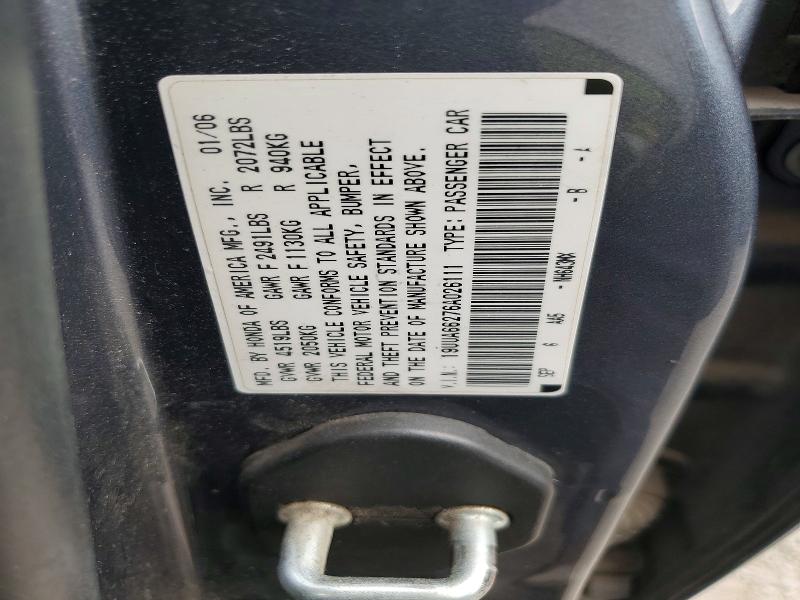 Aukcja sprzedaży 2006 Acura 3.2tl, vin: 19UUA66276A026111, numer aukcji: 59250346