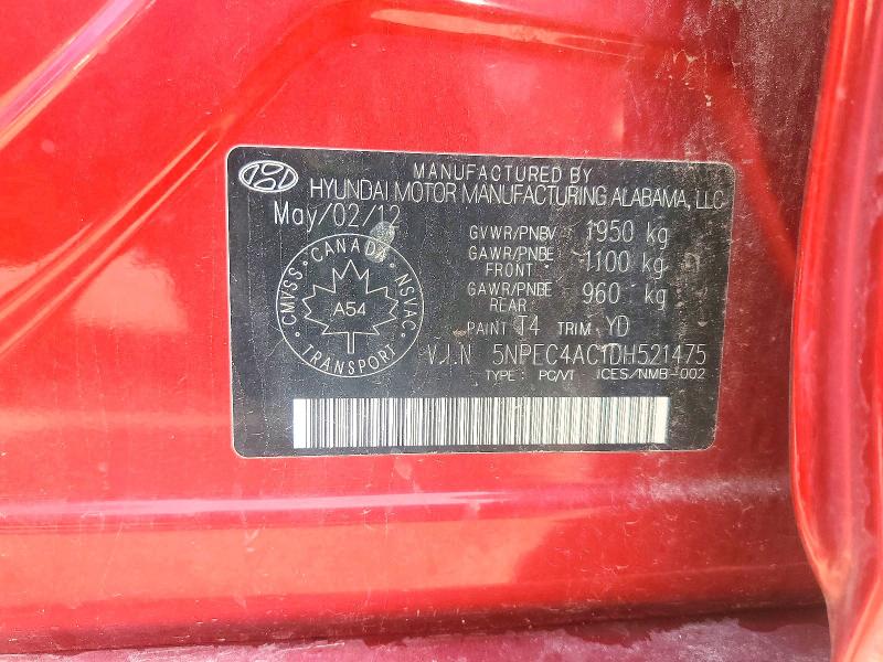Продаж на аукціоні авто 2013 Hyundai Sonata, vin: 5NPEC4AC1DH521475, номер лоту: 62419856