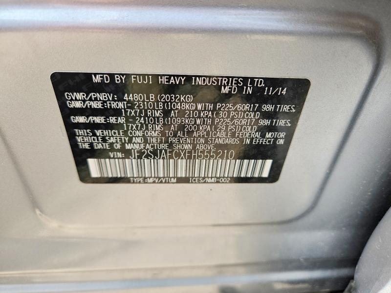 Продаж на аукціоні авто 2015 Subaru Forester, vin: JF2SJAFCXFH555210, номер лоту: 59245716