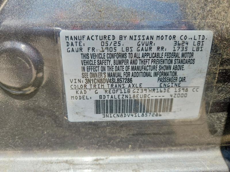Продажа на аукционе авто 2025 Nissan Versa, vin: 3N1CN8DV4SL857286, номер лота: 59255316