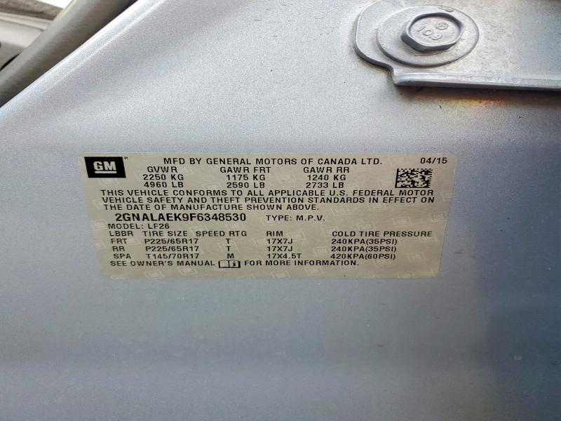 2015 Chevrolet Equinox მანქანა იყიდება აუქციონზე, vin: 2GNALAEK9F6348530, აუქციონის ნომერი: 61745916