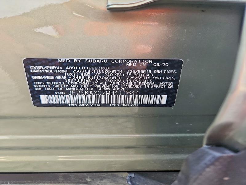 Aukcja sprzedaży 2021 Subaru Forester, vin: JF2SKAXC2MH411644, numer aukcji: 62571996