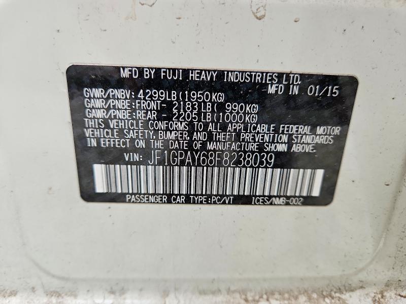 Продажа на аукционе авто 2015 Subaru Impreza, vin: JF1GPAY68F8238039, номер лота: 60151456