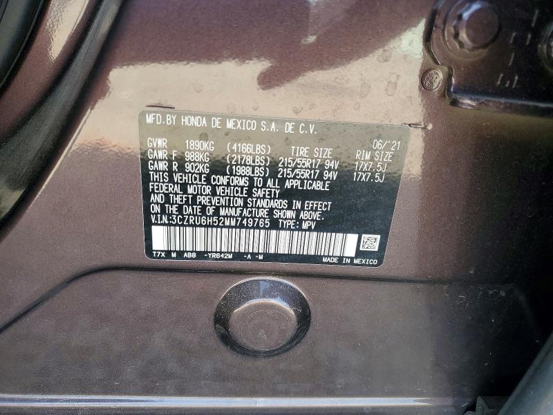 59691876 :رقم المزاد ، 3CZRU6H52MM749765 vin ، 2021 Honda Hr-v مزاد بيع