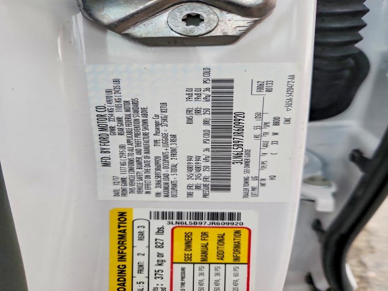 62122236 :رقم المزاد ، 3LN6L5B97JR609920 vin ، 2018 Lincoln Mkz مزاد بيع