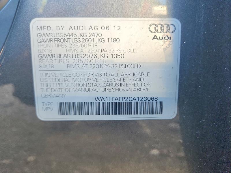 Aukcja sprzedaży 2012 Audi Q5, vin: WA1LFAFP2CA123068, numer aukcji: 62145846