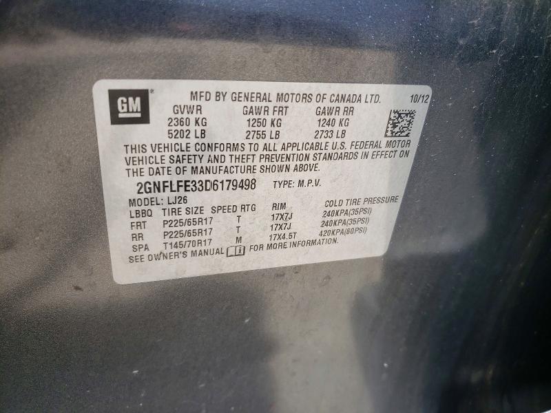 62307316 :رقم المزاد ، 2GNFLFE33D6179498 vin ، 2013 Chevrolet Equinox مزاد بيع