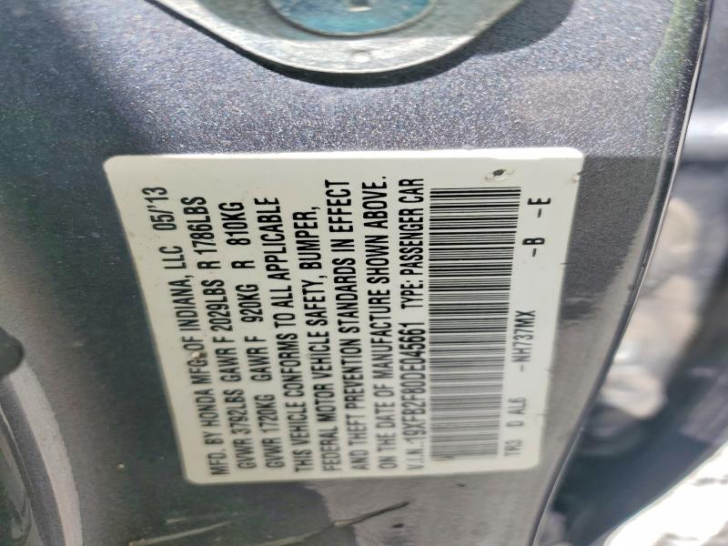 2013 Honda Civic მანქანა იყიდება აუქციონზე, vin: 19XFB2F80DE045661, აუქციონის ნომერი: 60241616