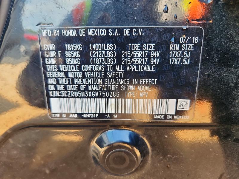 61343396 :رقم المزاد ، 3CZRU5H3XGM750286 vin ، 2016 Honda Hr-v مزاد بيع