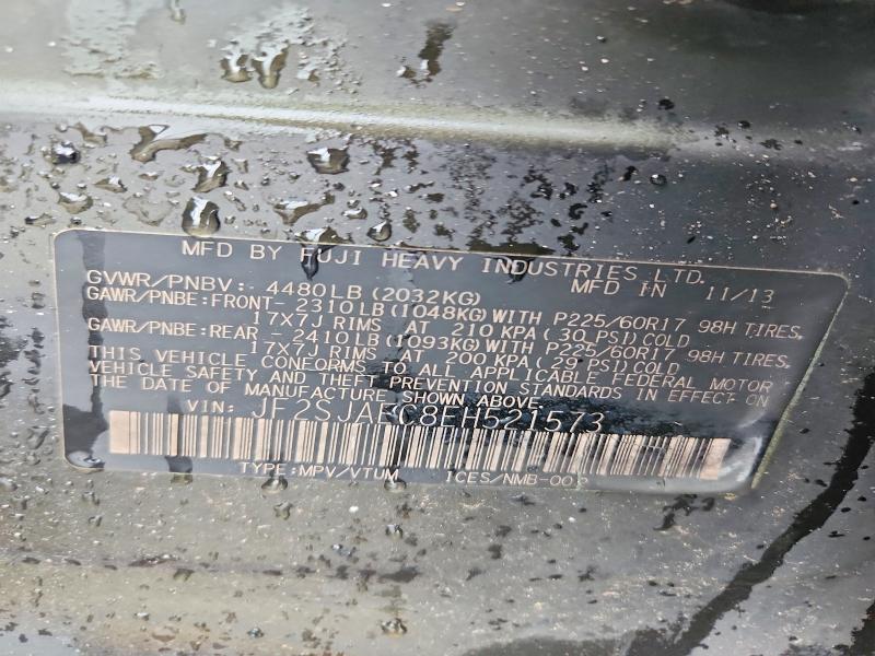 Aukcja sprzedaży 2014 Subaru Forester, vin: JF2SJAEC8EH521573, numer aukcji: 59784686