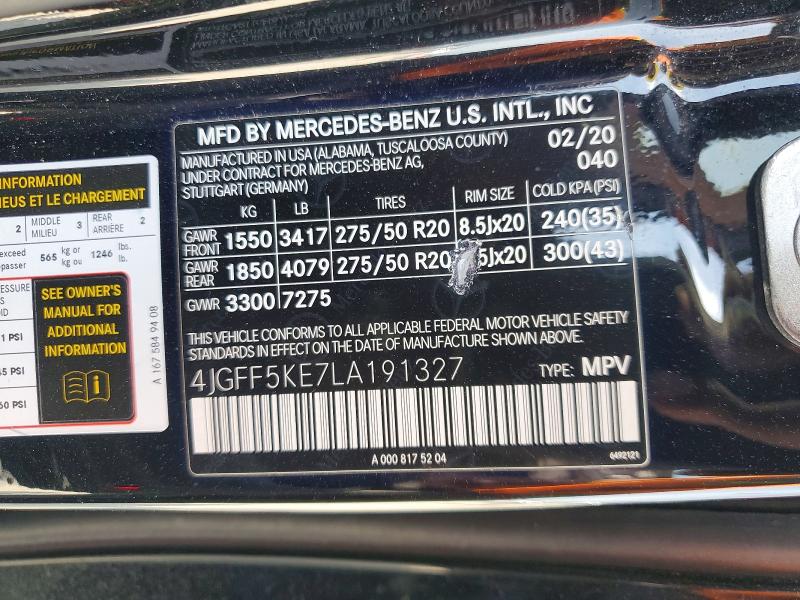Продажа на аукционе авто 2020 Mercedes-benz Gls, vin: 4JGFF5KE7LA191327, номер лота: 63402486