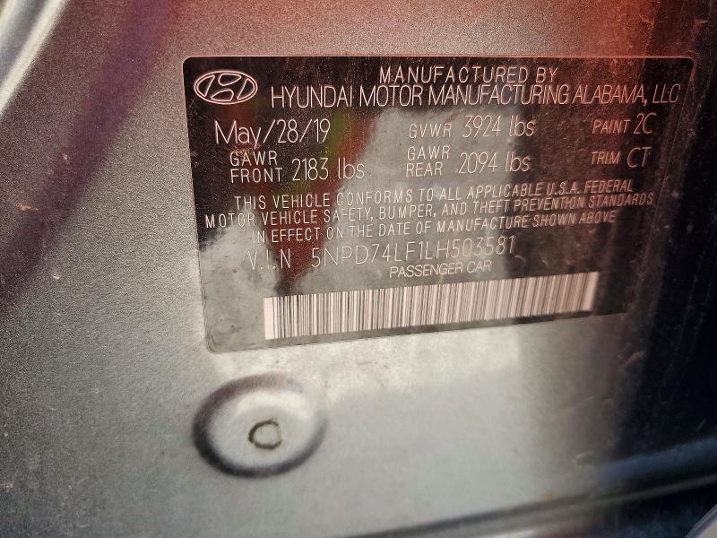 Продаж на аукціоні авто 2020 Hyundai Elantra, vin: 5NPD74LF1LH503581, номер лоту: 63289226