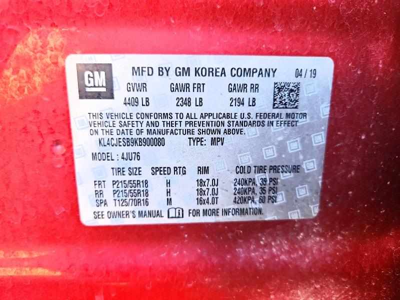 Aukcja sprzedaży 2019 Buick Encore, vin: KL4CJESB9KB900080, numer aukcji: 85995425