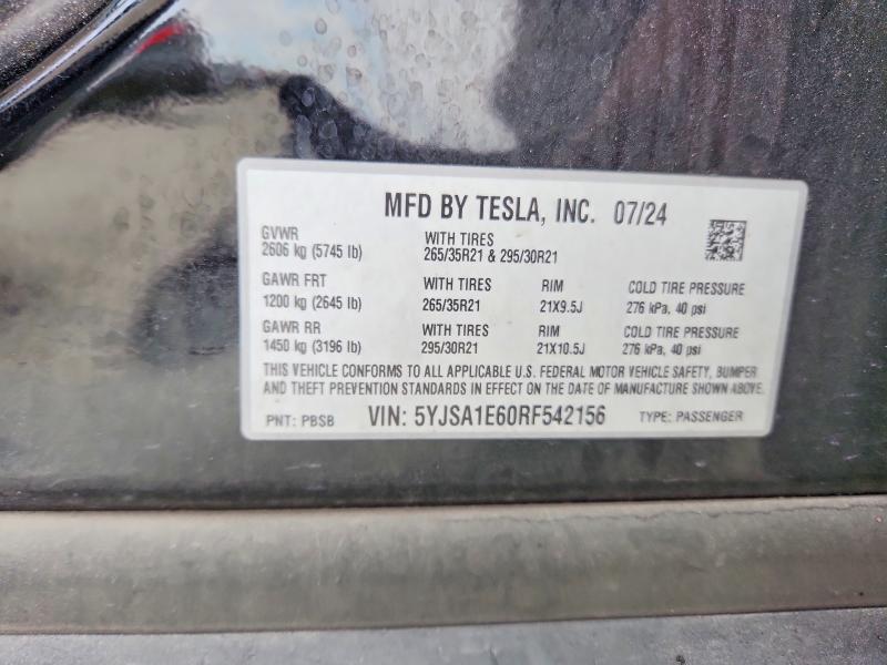Aukcja sprzedaży 2024 Tesla Model S, vin: 5YJSA1E60RF542156, numer aukcji: 61926436