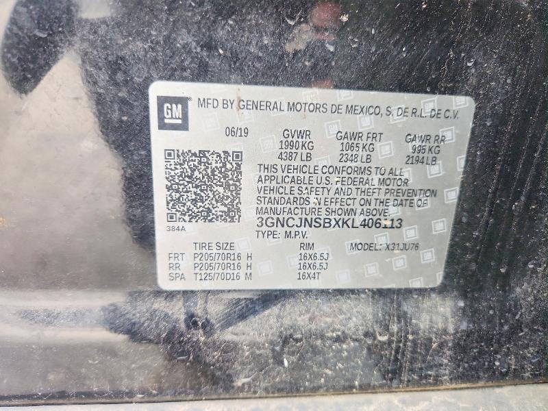 Продажа на аукционе авто 2019 Chevrolet Trax, vin: 3GNCJNSBXKL406113, номер лота: 61240936