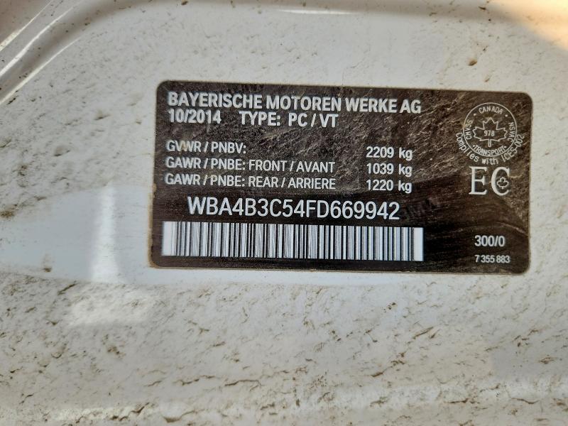 62231786 :رقم المزاد ، WBA4B3C54FD669942 vin ، 2015 Bmw 435 مزاد بيع