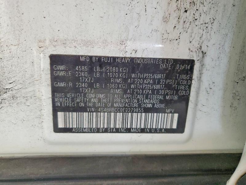 Продажа на аукционе авто 2014 Subaru Outback, vin: 4S4BRBCC0E3279855, номер лота: 61577816