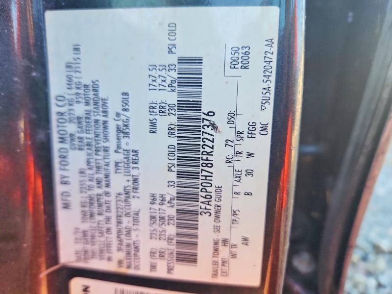 Продажа на аукционе авто 2015 Ford Fusion, vin: 3FA6P0H78FR227376, номер лота: 59727576
