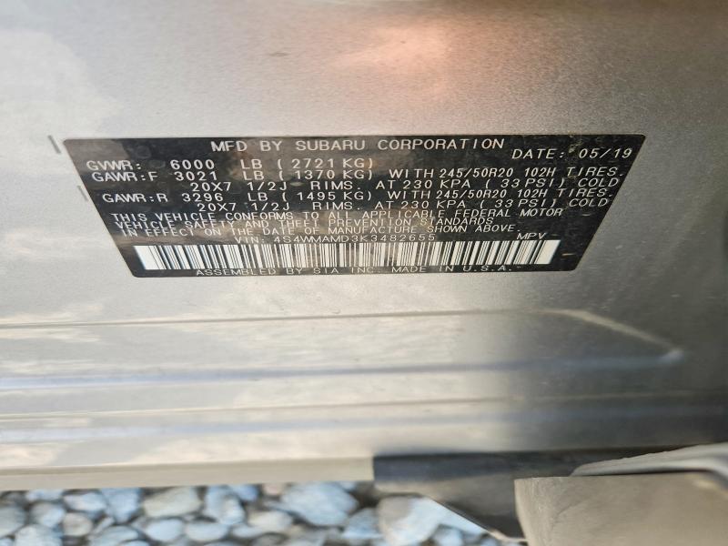 Продаж на аукціоні авто 2019 Subaru Ascent, vin: 4S4WMAMD3K3482655, номер лоту: 61917176