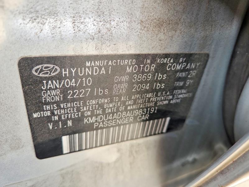 Продаж на аукціоні авто 2010 Hyundai Elantra, vin: KMHDU4AD8AU983191, номер лоту: 60400626
