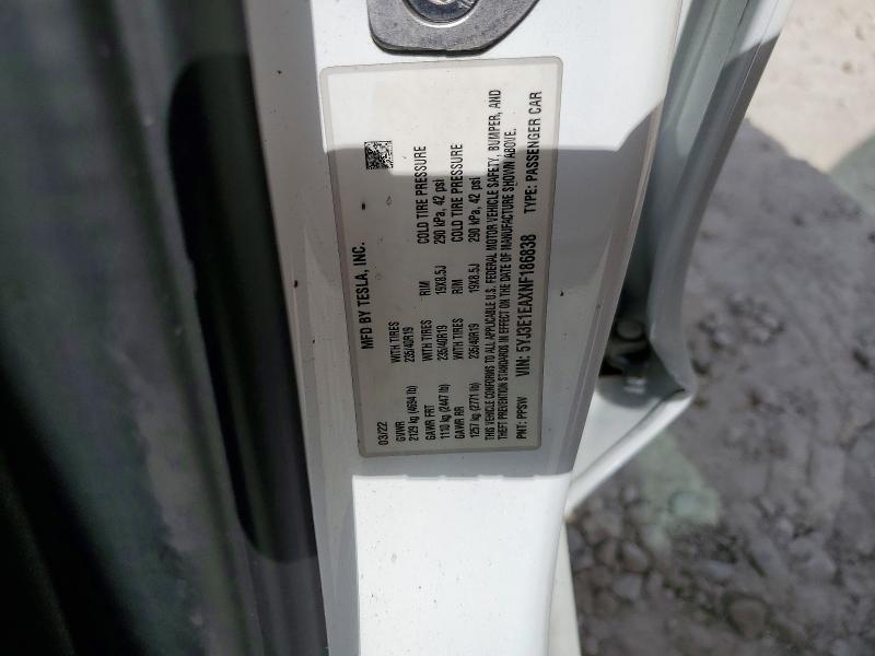 2022 Tesla Model 3 მანქანა იყიდება აუქციონზე, vin: 5YJ3E1EAXNF186838, აუქციონის ნომერი: 60488916