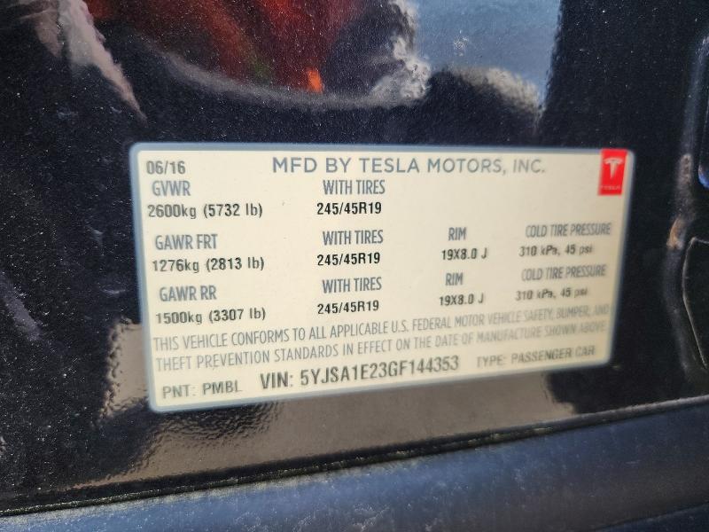 Aukcja sprzedaży 2016 Tesla Model S, vin: 5YJSA1E23GF144353, numer aukcji: 60684036