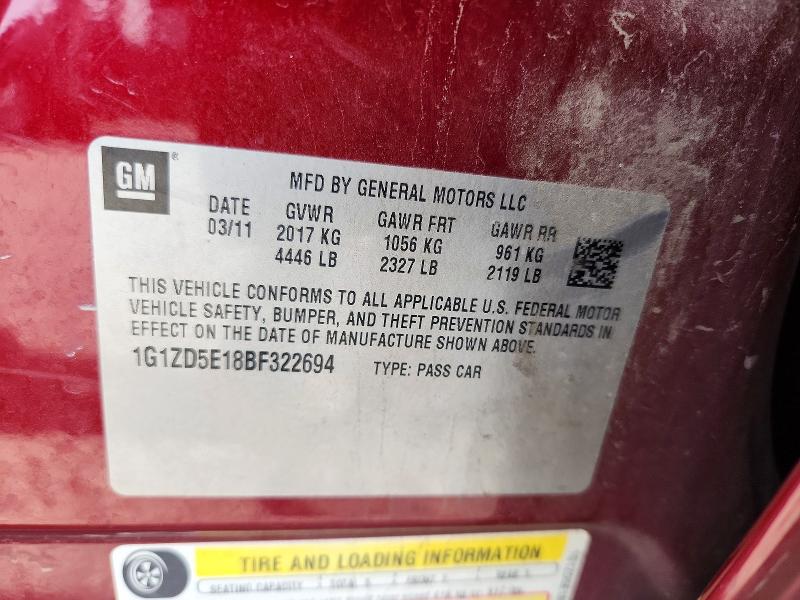 59125926 :رقم المزاد ، 1G1ZD5E18BF322694 vin ، 2011 Chevrolet Malibu مزاد بيع