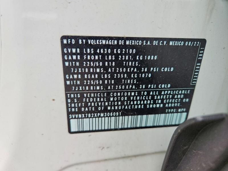 Aukcja sprzedaży 2023 Volkswagen Taos, vin: 3VVNX7B2XPM306091, numer aukcji: 59844246