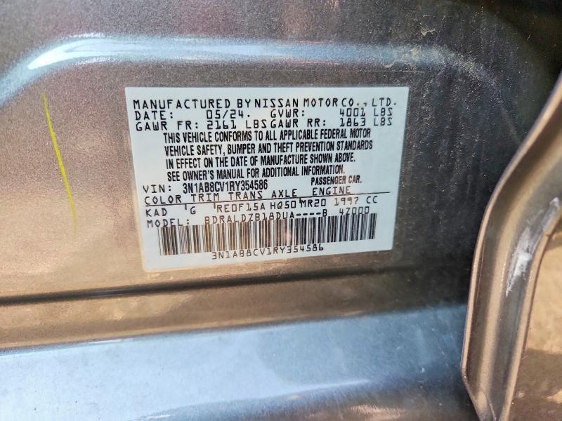 2024 Nissan Sentra მანქანა იყიდება აუქციონზე, vin: 3N1AB8CV1RY354586, აუქციონის ნომერი: 59248536