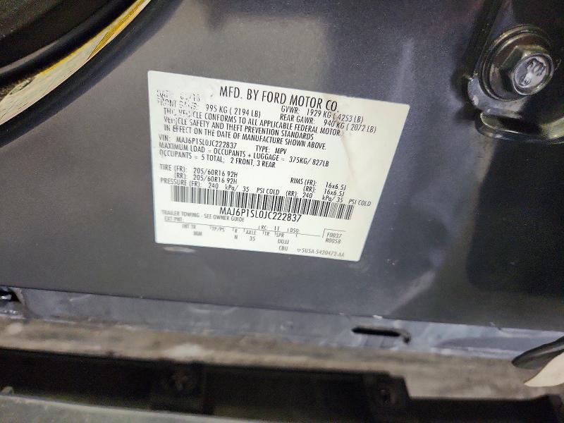59828626 :رقم المزاد ، MAJ6P1SL0JC222837 vin ، 2018 Ford Ecosport مزاد بيع