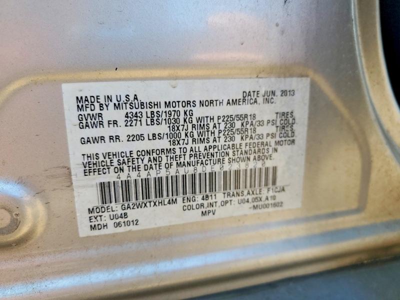 2013 Mitsubishi Outlander Sport მანქანა იყიდება აუქციონზე, vin: 4A4AP5AU8DE023820, აუქციონის ნომერი: 63522676