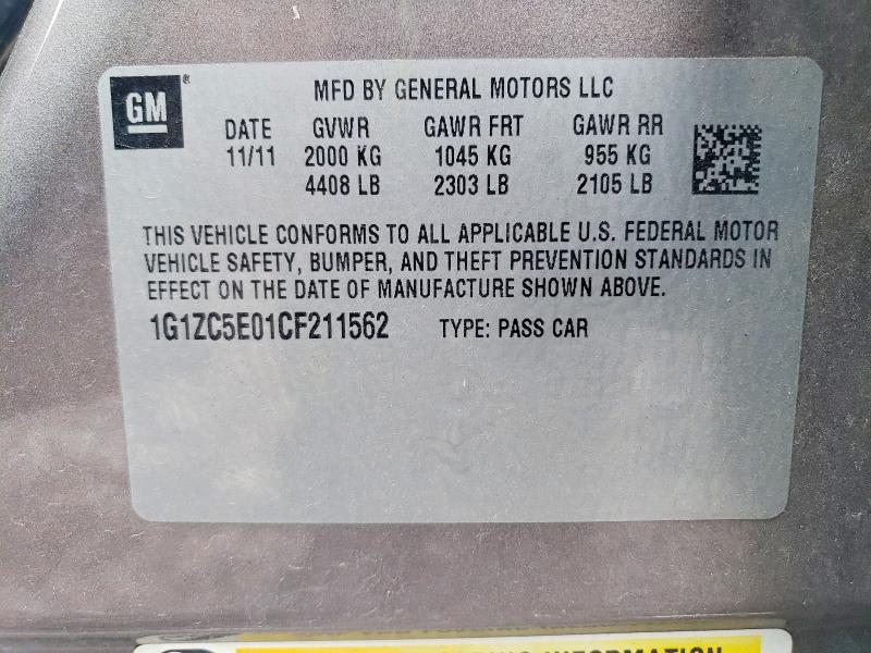 Продажа на аукционе авто 2012 Chevrolet Malibu, vin: 1G1ZC5E01CF211562, номер лота: 63516246