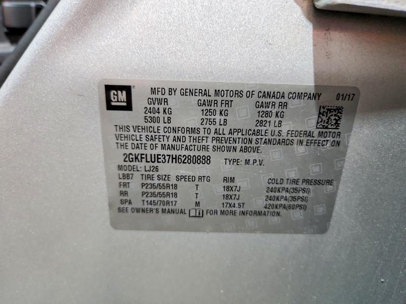 Продаж на аукціоні авто 2017 Gmc Terrain, vin: 2GKFLUE37H6280888, номер лоту: 62392946
