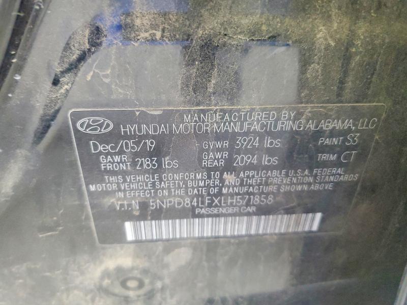 60008806 :رقم المزاد ، 5NPD84LFXLH571858 vin ، 2020 Hyundai Elantra مزاد بيع