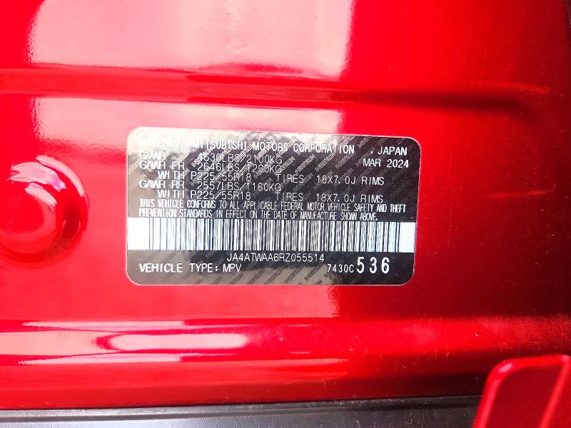 2024 Mitsubishi Eclipse Cross მანქანა იყიდება აუქციონზე, vin: JA4ATWAA6RZ055514, აუქციონის ნომერი: 62086806