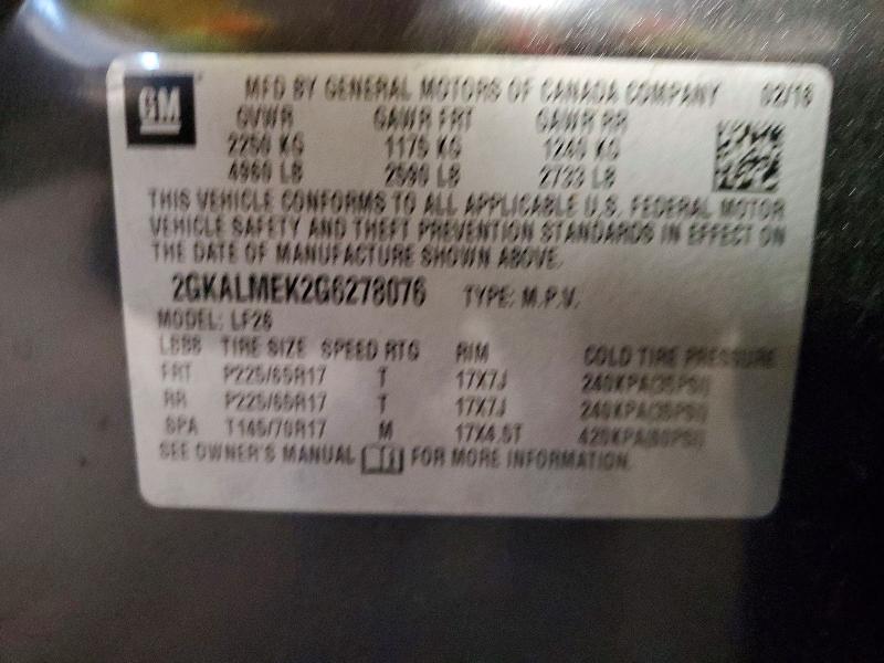62147106 :رقم المزاد ، 2GKALMEK2G6278076 vin ، 2016 Gmc Terrain مزاد بيع