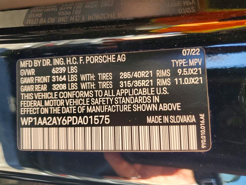 Aukcja sprzedaży 2023 Porsche Cayenne, vin: WP1AA2AY6PDA01575, numer aukcji: 61602116