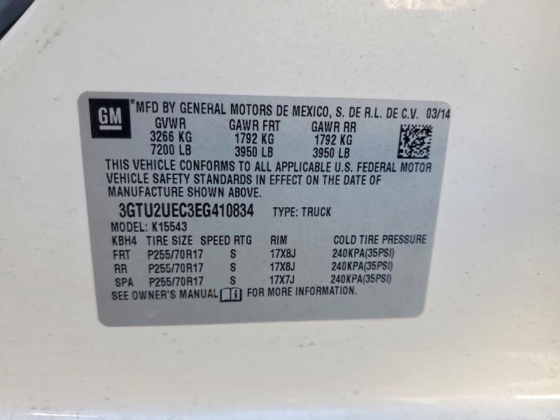 2014 Gmc Sierra მანქანა იყიდება აუქციონზე, vin: 3GTU2UEC3EG410834, აუქციონის ნომერი: 62777226