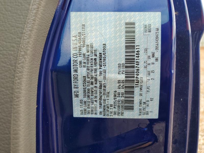 2004 Ford Mustang მანქანა იყიდება აუქციონზე, vin: 1FAFP40674F148611, აუქციონის ნომერი: 62097836