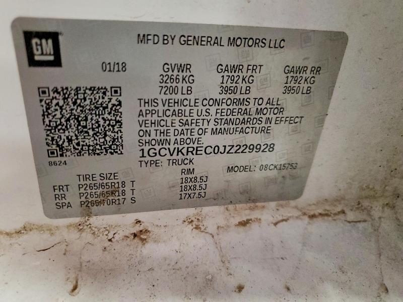 Aukcja sprzedaży 2018 Chevrolet Silverado, vin: 1GCVKREC0JZ229928, numer aukcji: 59235366