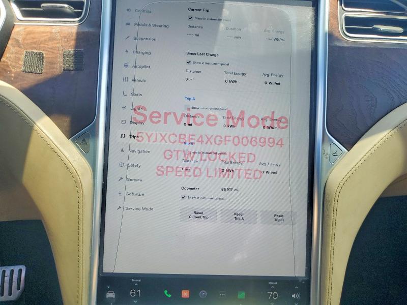 2016 Tesla Model X მანქანა იყიდება აუქციონზე, vin: 5YJXCBE4XGF006994, აუქციონის ნომერი: 60493446