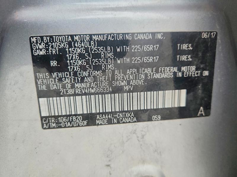 63098826 :رقم المزاد ، 2T3BFREV4HW666334 vin ، 2017 Toyota Rav4 مزاد بيع