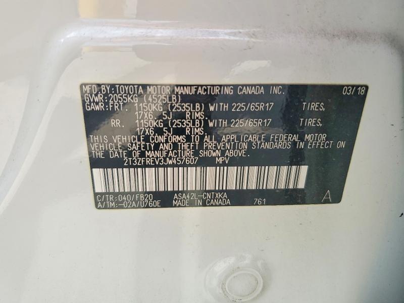 61411746 :رقم المزاد ، 2T3ZFREV3JW457607 vin ، 2018 Toyota Rav4 مزاد بيع