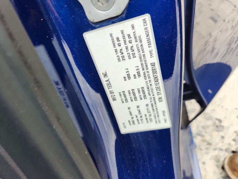 Aukcja sprzedaży 2019 Tesla Model 3, vin: 5YJ3E1EA0KF309140, numer aukcji: 62596576