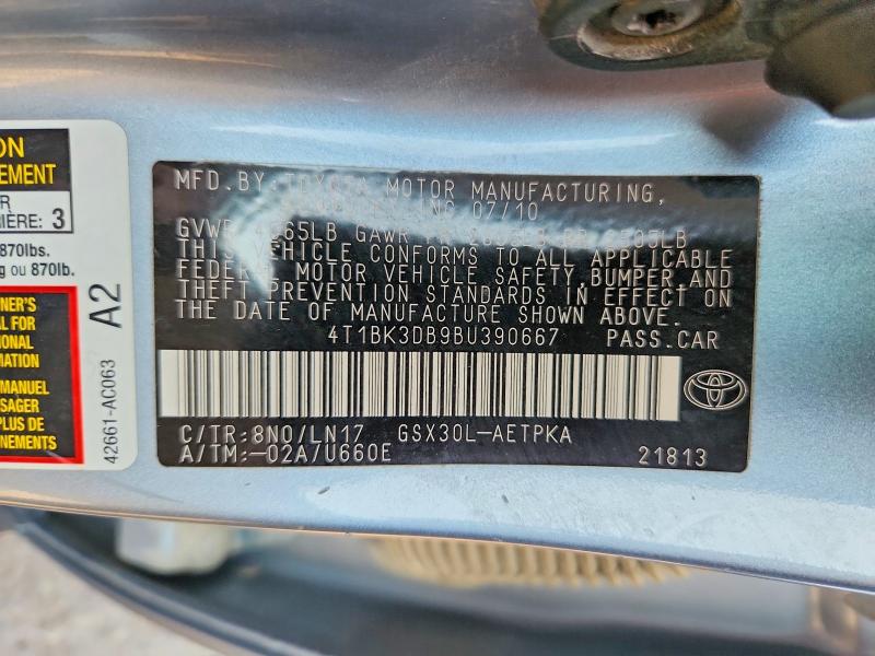 2011 Toyota Avalon მანქანა იყიდება აუქციონზე, vin: 4T1BK3DB9BU390667, აუქციონის ნომერი: 61120706