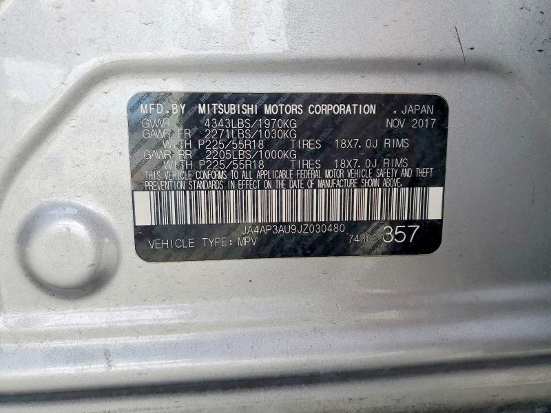 61881546 :رقم المزاد ، JA4AP3AU9JZ030480 vin ، 2018 Mitsubishi Outlander Sport مزاد بيع